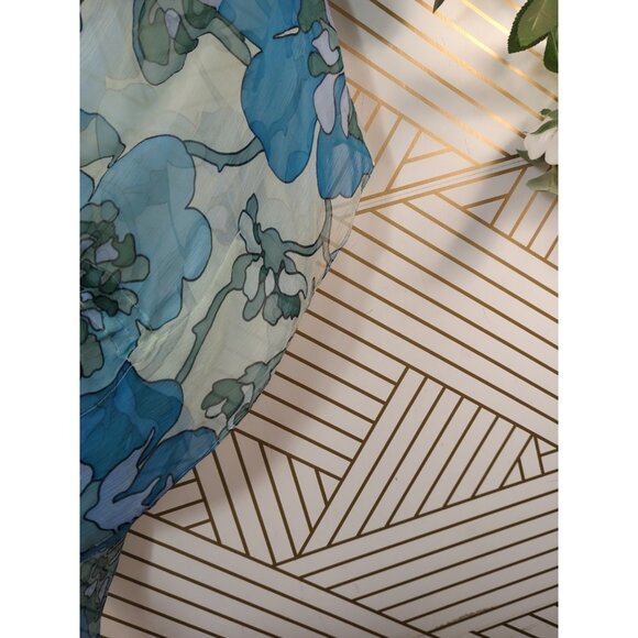 Anthropologie VACATION Edition Staci Woo Top Women's Blue Silk Frilly Tie OS - Picture 5 of 6